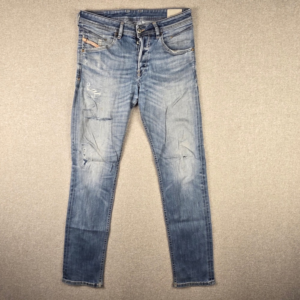 Vintage Diesel Brother Slim Tapered Blue Distressed Stretch Jeans Mens 31 x 30.5